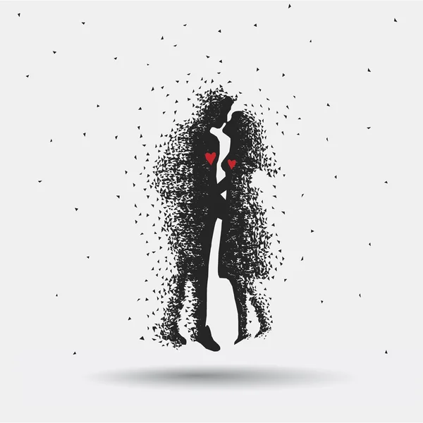 Couple romantique avec coeur rouge — Image vectorielle