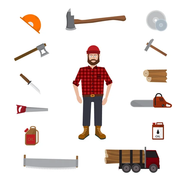 Lumberjack vector icon set — Stockový vektor