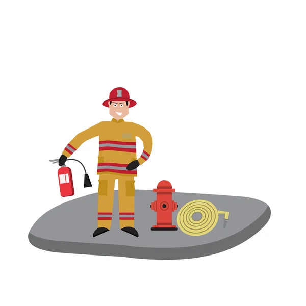 Firefighter vector icon set.