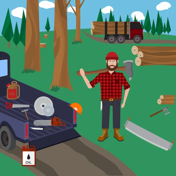 Lumberjack vector icon set — Stockový vektor