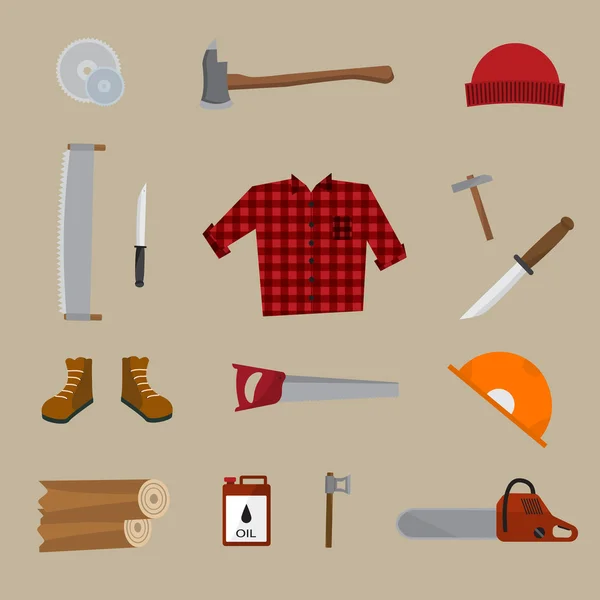 Lumberjack vector icon set — Stockový vektor