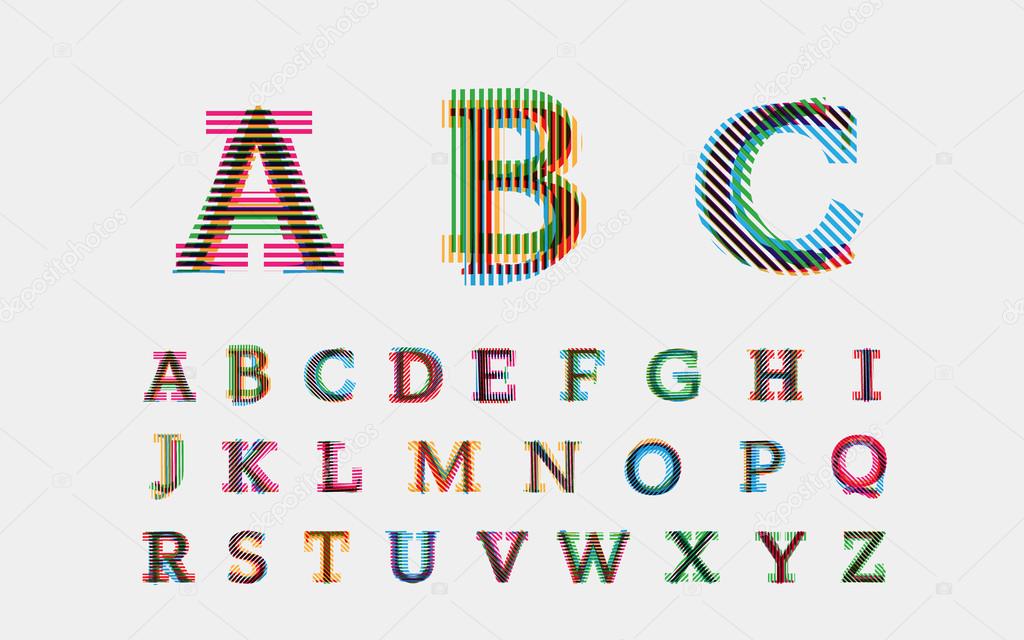 Multy color alphabetic fonts .