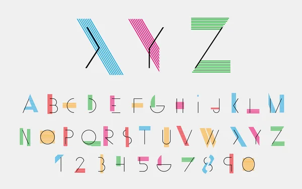 Alfabetische lettertypen met lijnen — Stockvector