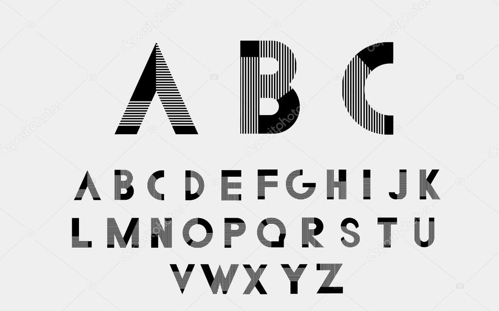 Alphabetic fonts with lines