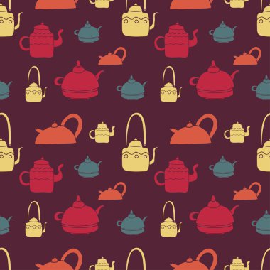 çay çaydanlık desen kahverengi