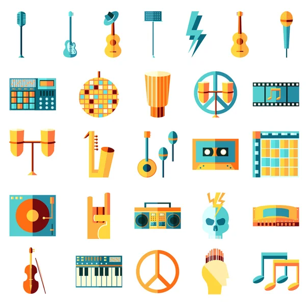Iconos de música plana — Archivo Imágenes Vectoriales
