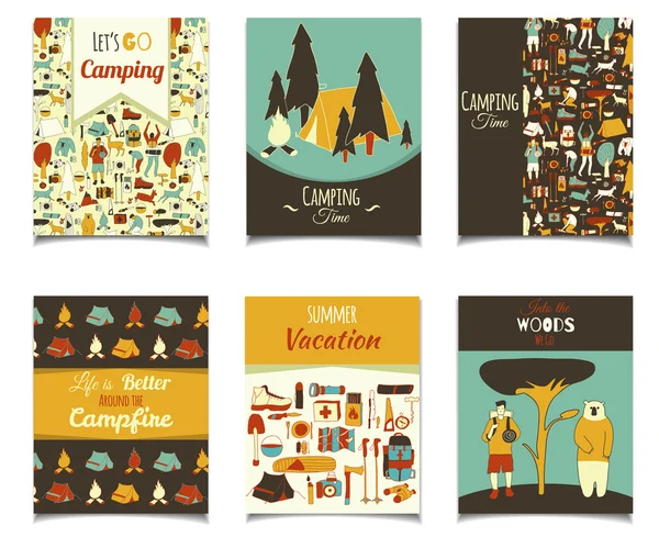 Doodle folleto de camping — Archivo Imágenes Vectoriales