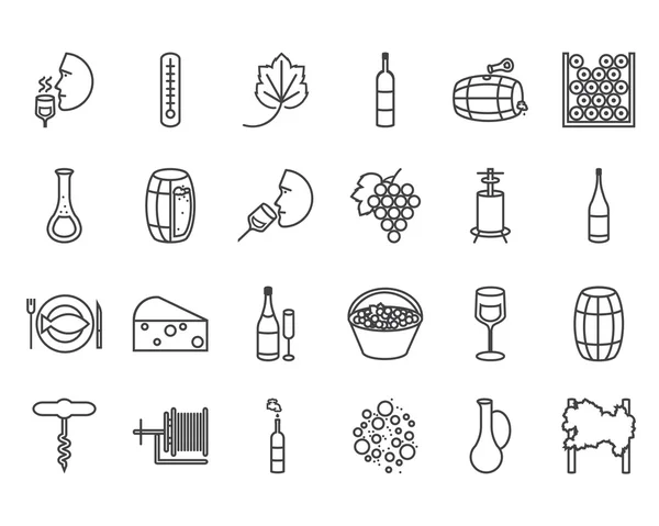 Iconos de vino de línea — Archivo Imágenes Vectoriales