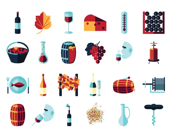 Плоскі кольорові ікони вина — стоковий вектор