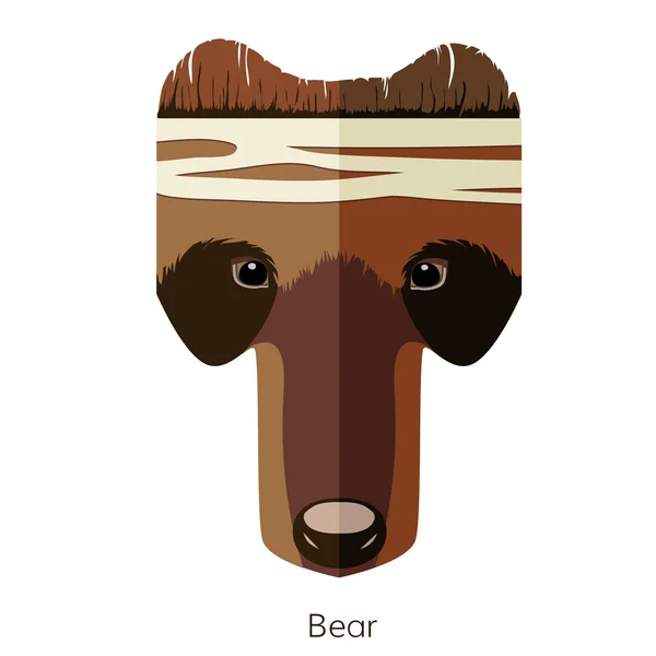 Cabeza de oso plana — Vector de stock