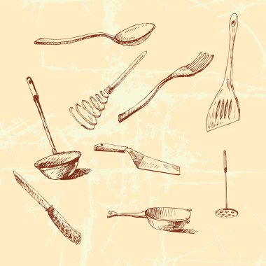 Vector graphic cookware set clipart