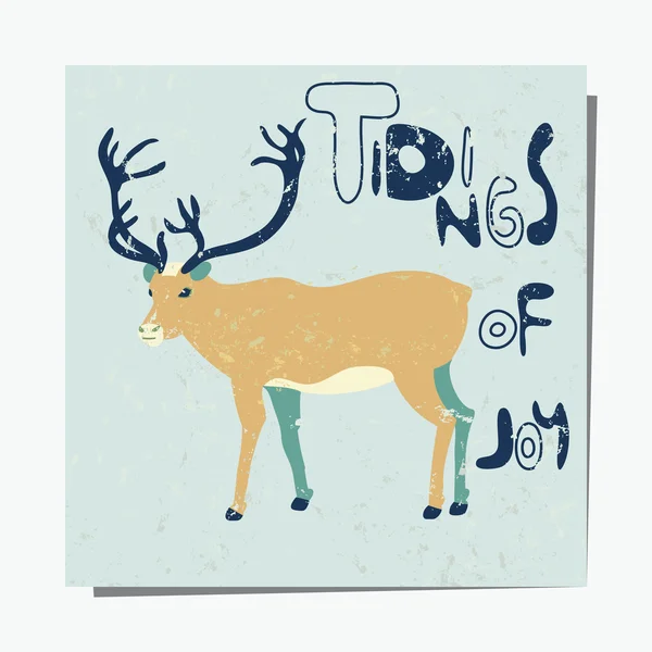 Cervo carta invernale — Vettoriale Stock
