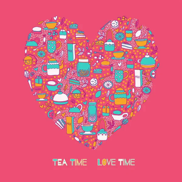 Rózsaszín tea szív — Stock Vector