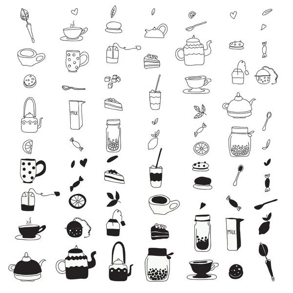Juego de objetos de té — Archivo Imágenes Vectoriales
