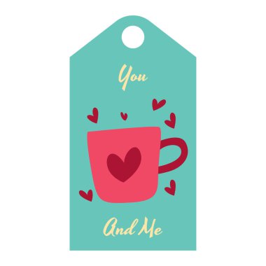 Sevimli çizilmiş sevgililer günü etiketi