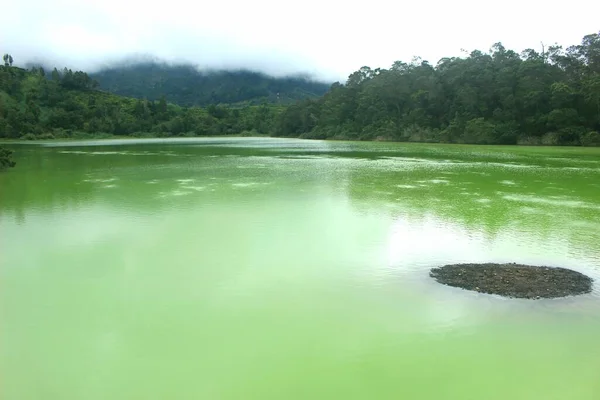 Belo Cenário Natural Telaga Warna Objeto Turismo Dieng Indonésia — Fotografia de Stock