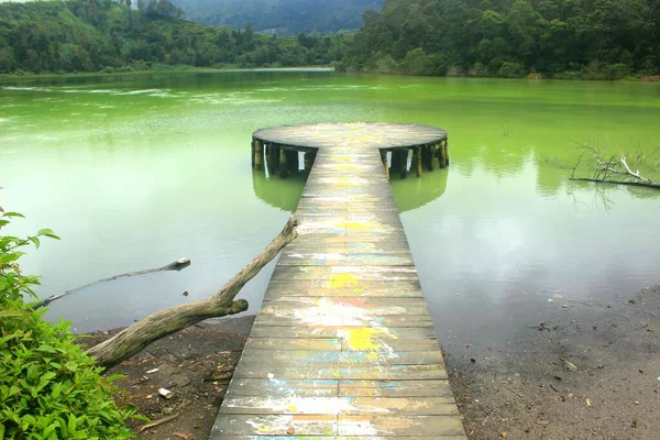 Belo Cenário Natural Telaga Warna Objeto Turismo Dieng Indonésia — Fotografia de Stock