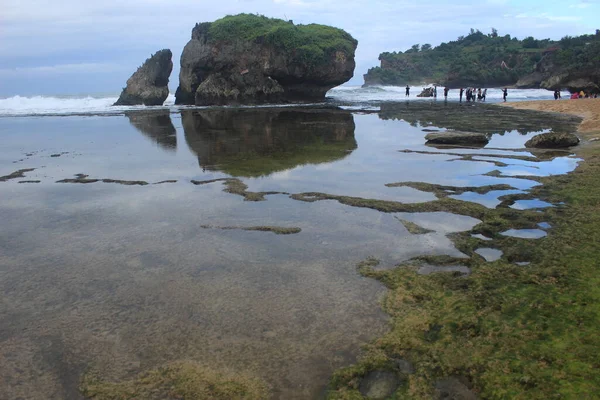 Waterreflectie Parangtritis Strand Jogjakarta Indonesië — Stockfoto