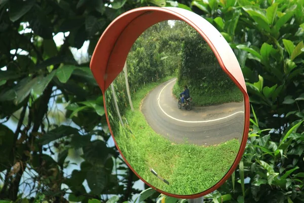 Espelhos Vidro Para Sinais Aviso Estrada — Fotografia de Stock