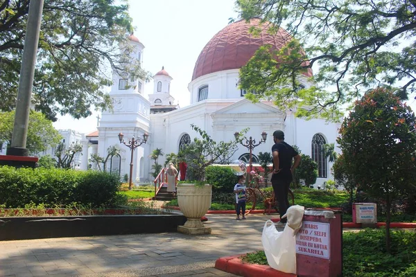 Sebuah Bangunan Warisan Budaya Gereja Blenduk Kota Semarang Provinsi Jawa — Stok Foto