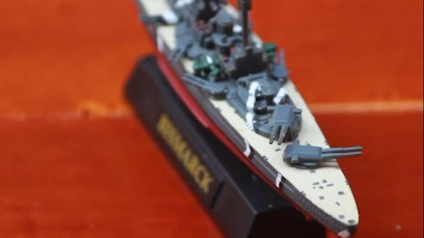 Acorazado Miniatura Bismarck Para Decoración Regalo Esta Nave Leyenda Segunda — Vídeos de Stock