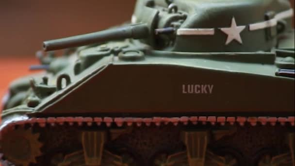 Video Miniatuur Hoofdgevechtstank Sherman Uit Tweede Wereldoorlog — Stockvideo