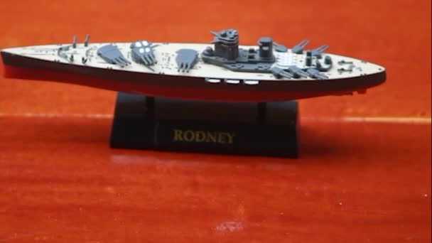 Kraliyet Donanmasından Minyatür Video Savaş Gemisi Hms Rodney Savaş Gemisi — Stok video