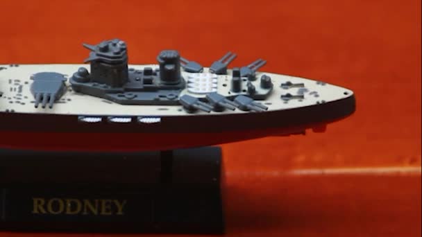 Video Bitevní Loď Miniaturní Hms Rodney Královského Námořnictva Tato Bitevní — Stock video