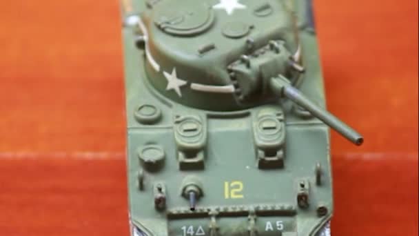 Video Miniatuur Hoofdgevechtstank Sherman Uit Tweede Wereldoorlog — Stockvideo