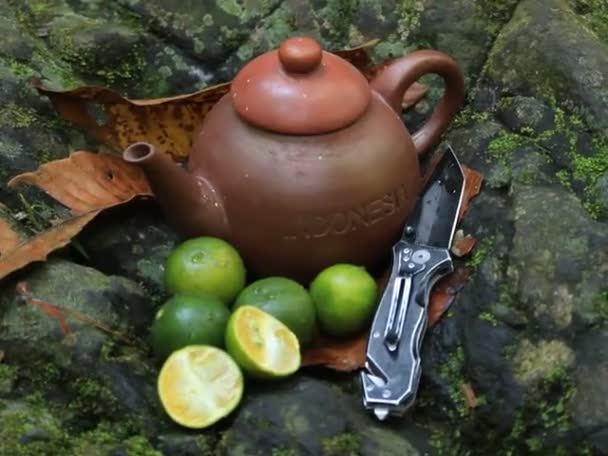 Video Traditional Teapot Cup Unique Because Made Clay Brew Healthy — Stock Video