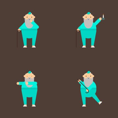 Yaşlı adamlar pijama kahverengi zemin karşı