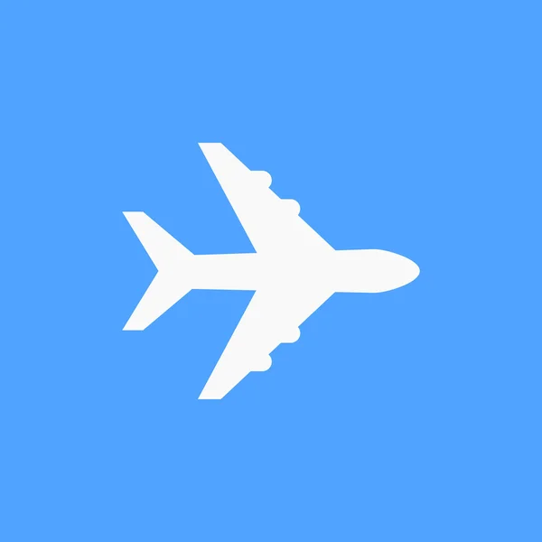 Mavi arka plan beyaz uçak sembolü — Stok Vektör