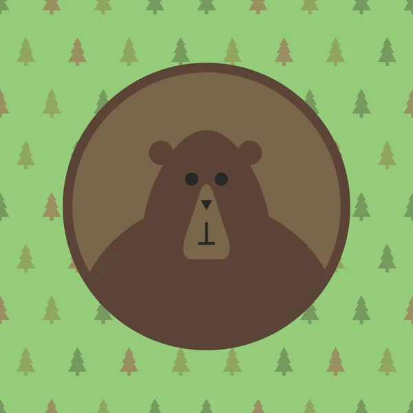 Bear icon with forest background — Stock Vector