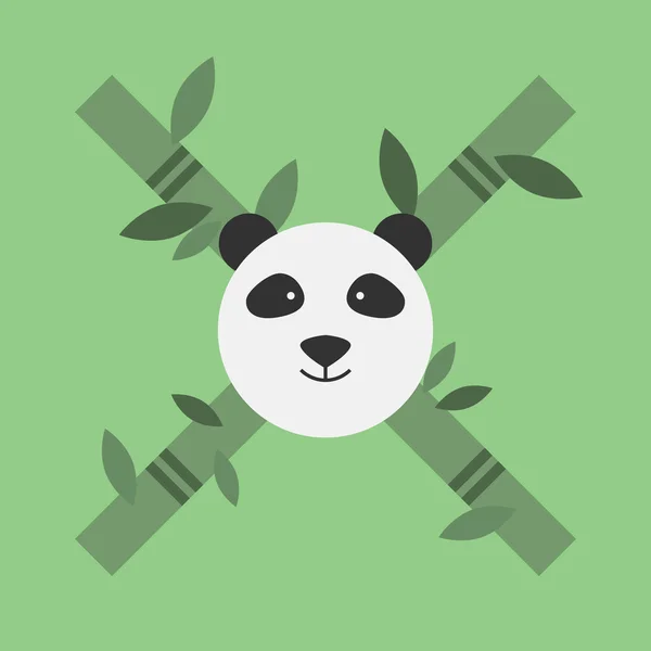 팬더 얼굴, 대나무 X 기호. — 스톡 벡터