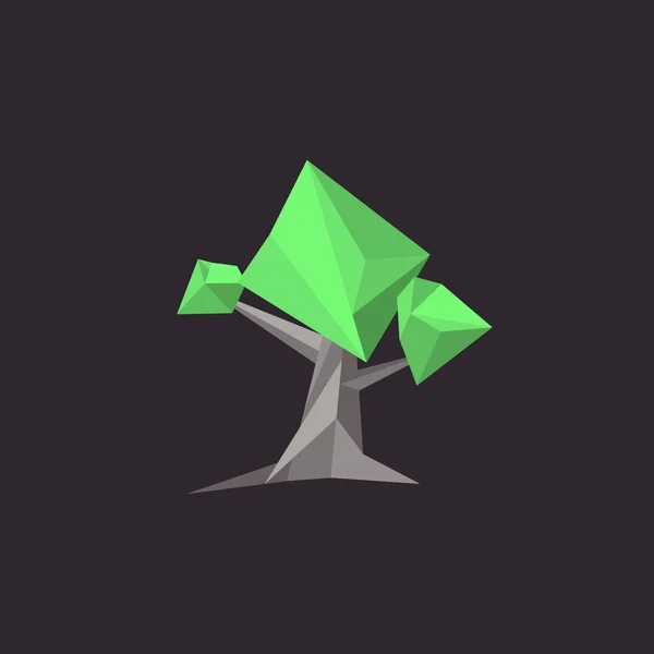 Arbre polygonal minimal. Arbre triangle abstrait . — Image vectorielle