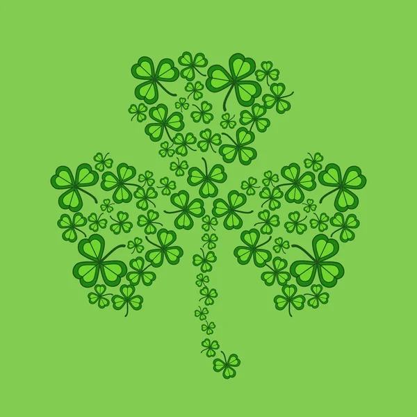 Shamrock symbol with simple green background. — Stock Vector