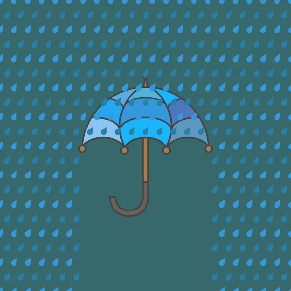 Paraguas mínimo con icono de lluvia — Vector de stock