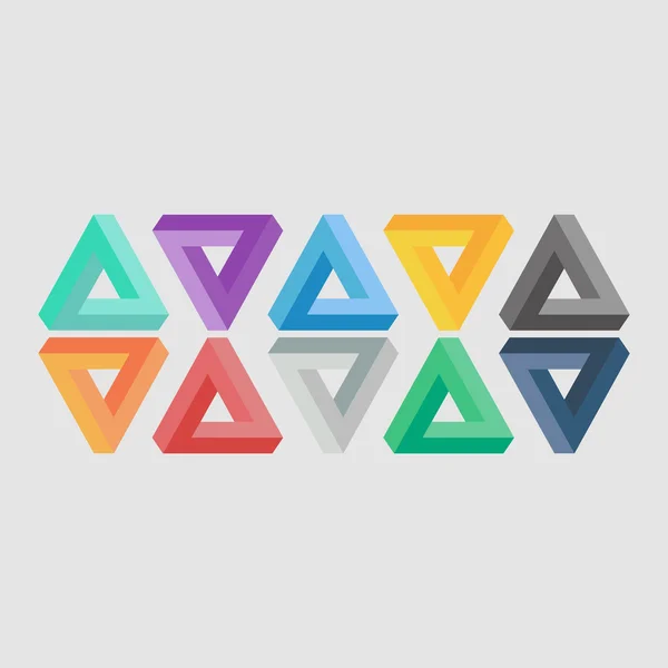 Iconos de ilusión triangular — Vector de stock