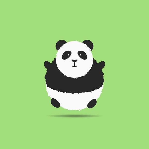 Panda cartoon mieszkanie na zielonym tle — Wektor stockowy