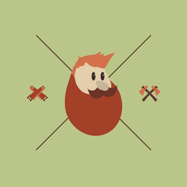 빨간 머리와 수염 나무 꾼 캐릭터 — 스톡 벡터