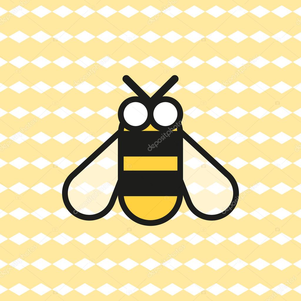 Bee illustration with abstract pattern on background