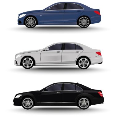 Araba. Üç lüks sedan.