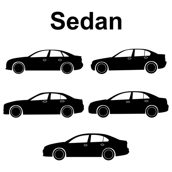 Auto. Sedan. silhouet. instellen. — Stockvector