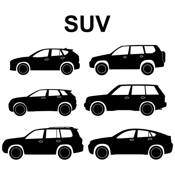 Carro. SUV. Cruzamento. Conjunto . —  Vetores de Stock