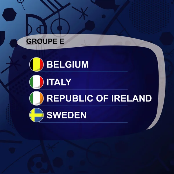 Contexte. Championnat d'Europe 2016. Groupe E — Image vectorielle