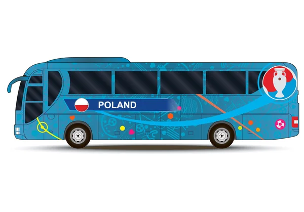 Evropské mistrovství 2016. Team Polsko. Autobus — Stockový vektor