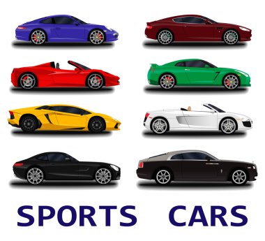 Büyük spor otomobiller seti.