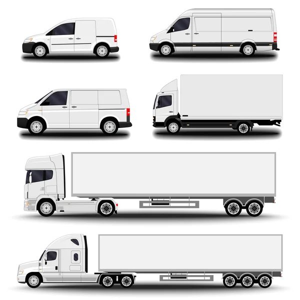 Vehículos listos. Camión de carga y furgoneta — Vector de stock