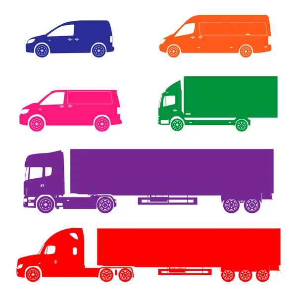 Silhouette Cargo Truck and Van set — Stock Vector