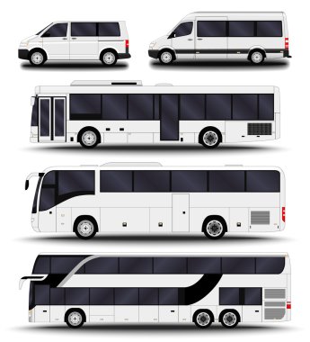 Otobüs, minibüs ve minibüs.